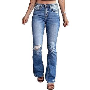 Pantalon Blue Distressed Flare Jeans Size L